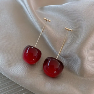 Pendientes Elegantes de Cereza Burdeo