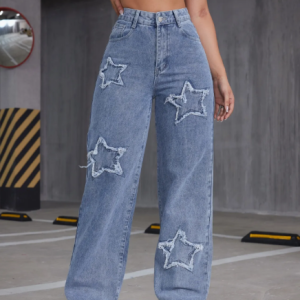 Jeans de Denim Estrella de Cintura Alta