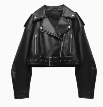 Chaqueta Crop Top Cuerina de Mujer