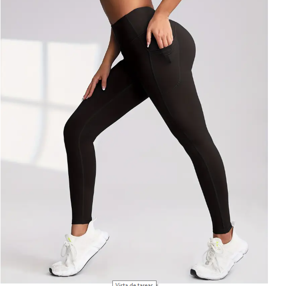 Pantalones Casuales de Cintura Alta para Mujer con Bolsillo Lateral
