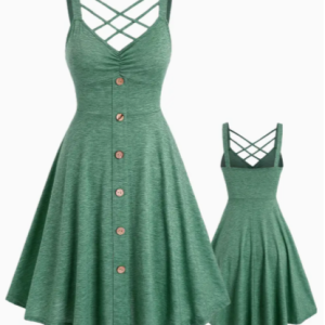 Vestido Estilo Tirantes Escote Fruncido