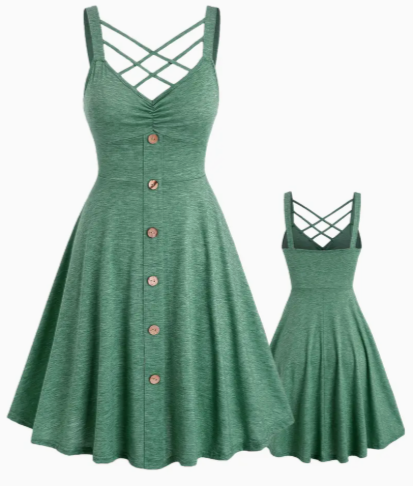 Vestido Estilo Tirantes Escote Fruncido