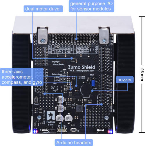 Zumo Robot for Arduino v1.3 (Assembled with 75:1 HP Motors)